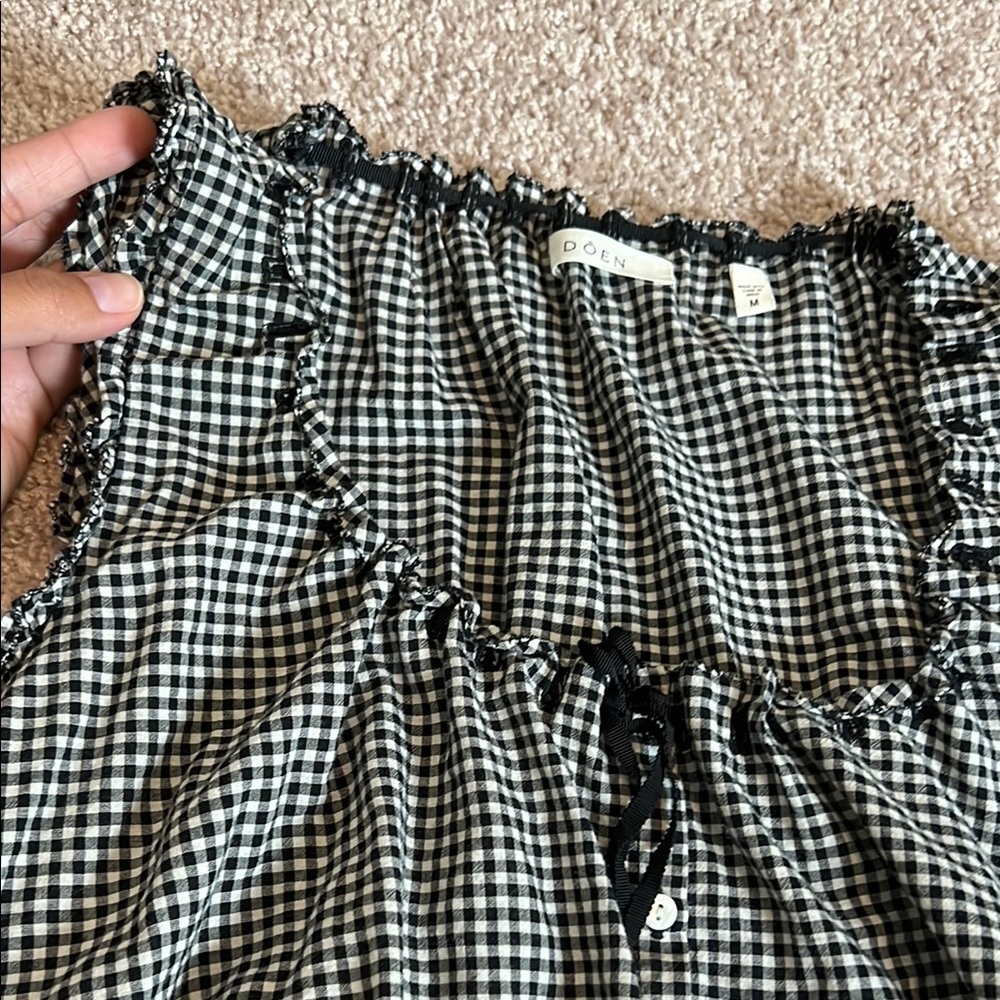 Doen Black and White Gingham Crop Top